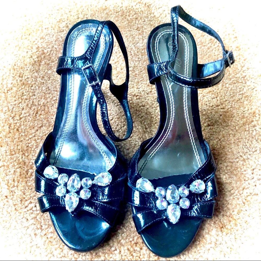 Costa Blanca Black Heels Crystal Embellishments